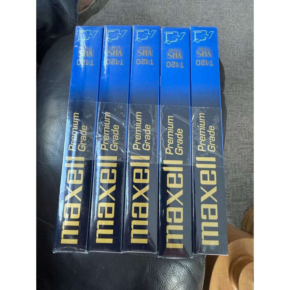 Maxell premium grade T-120 VHS cassette tapes new 5